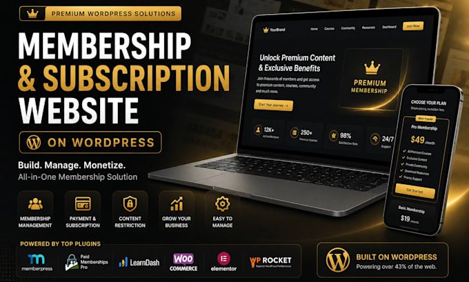 build membership website or subscription website on wordpress