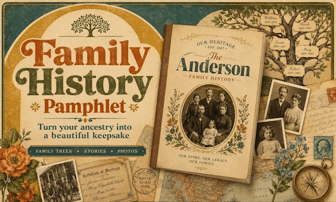 create a creatively designed family history pamphlet