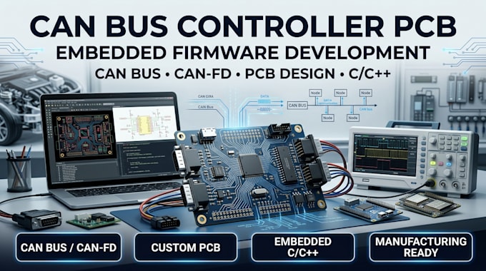 create custom can bus controller pcb and embedded firmware