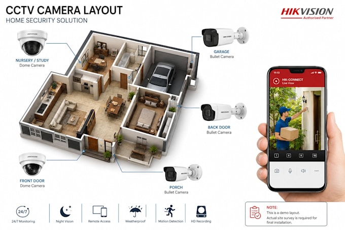 design professional cctv layout and network security system
