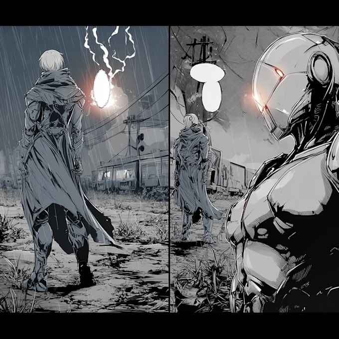 create sci fi comic book page illustration