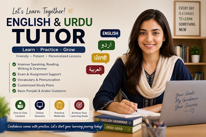 each english and urdu language online professionally