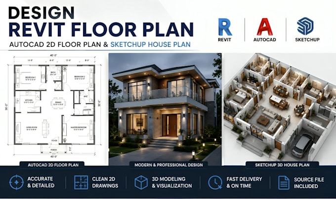 expert revit floor plan, autocad drafting and sketchup house plan
