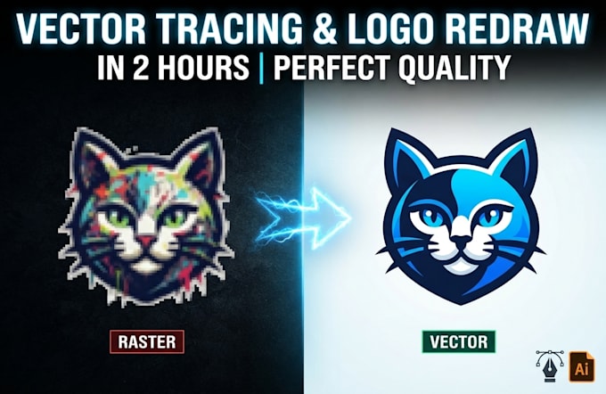 vector tracing, redraw logo, and convert to vector