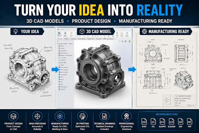 turn your product and mechanical part ideas into 3d cad models for 3d printing