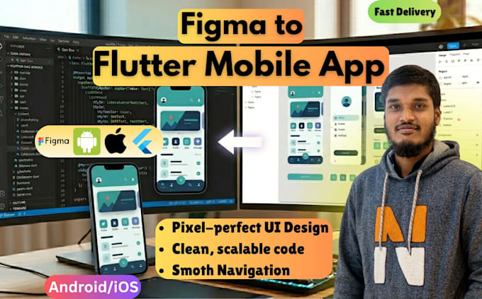 convert figma to flutter app UI for android and ios