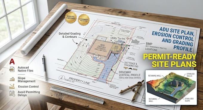 design adu site plan erosion control and grading profiles