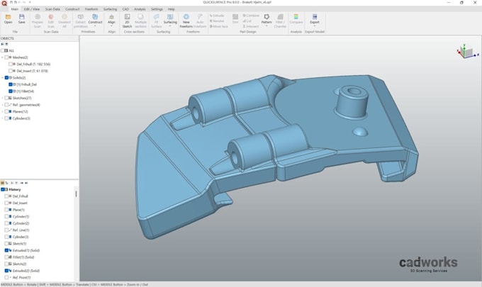 do reverse engineering, 3d modelling 3d scan to solid cad model, stl to step