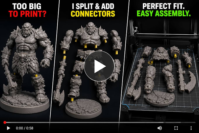 cut and split large stl models into printable parts