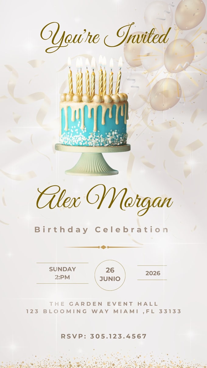 create a luxury birthday invitation video for whatsapp