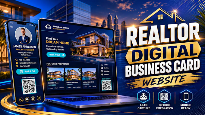 create a realtor digital business card website with lead capture and qr code