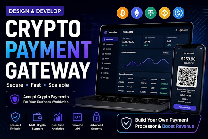 design and develop a crypto payment gateway and payment processor