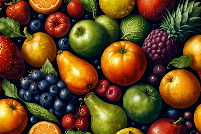 draw food, drink, fruit, vegetables illustration