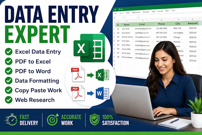 data entry, excel data cleaning, analysis and copy paste