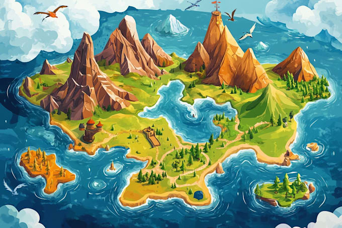design a unique vector map, realistic or fantasy
