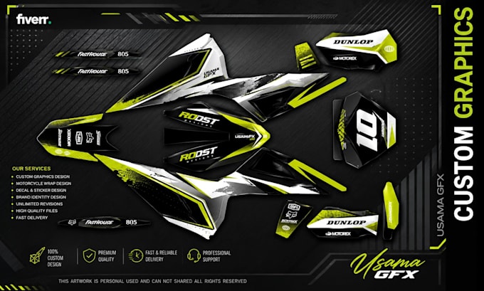 design professional custom motorcycle wrap, graphics kit and decal design
