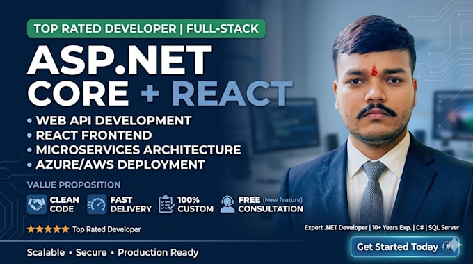 develop asp net core web API, mvc, react full stack, CRM and erp system