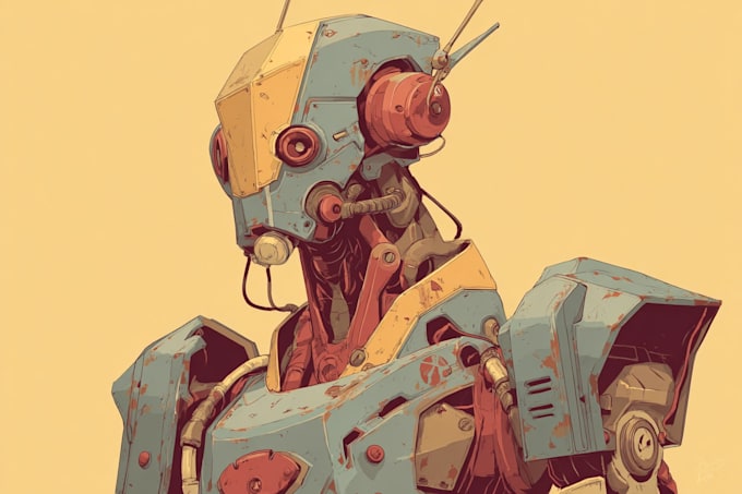 amazing character mecha robot illustration