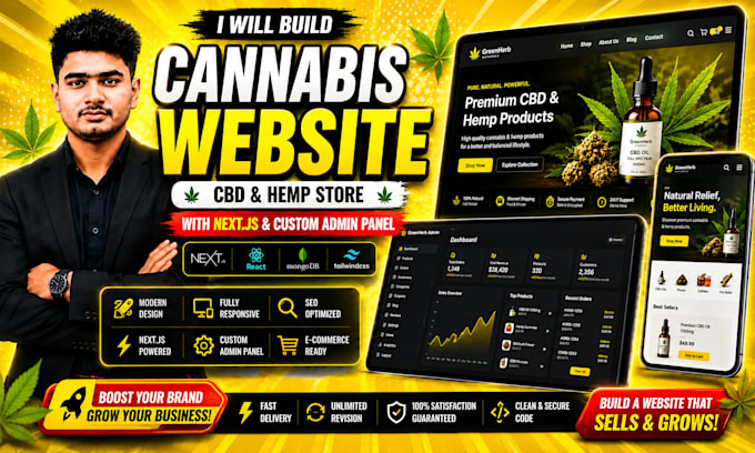 create premium cannabis, cbd, weed, hemp ecommerce website