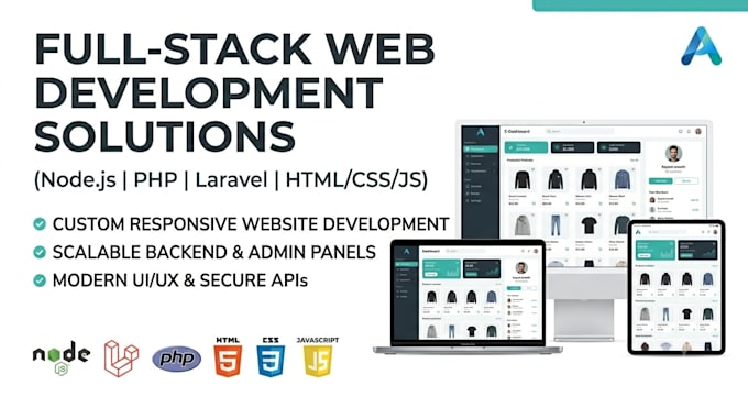 develop custom full stack website using nodejs laravel and php