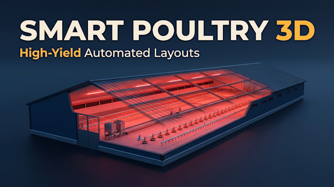 design automated smart poultry farm 3d layout and cgi