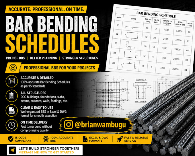 prepare accurate bar bending schedules, rebar detailing and quantity takeoffs