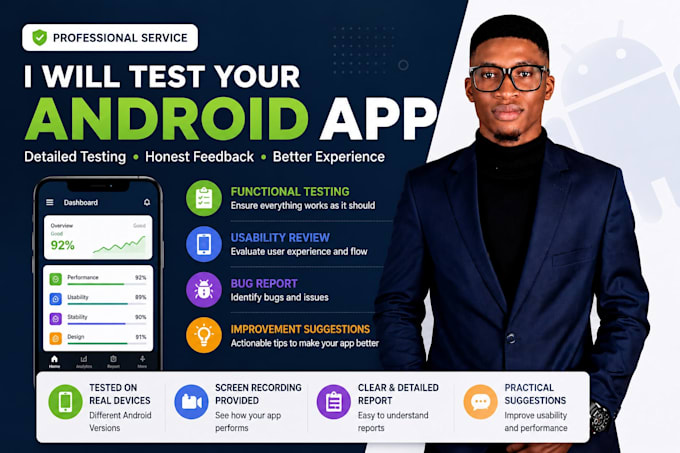test your android app and provide detailed user feedback
