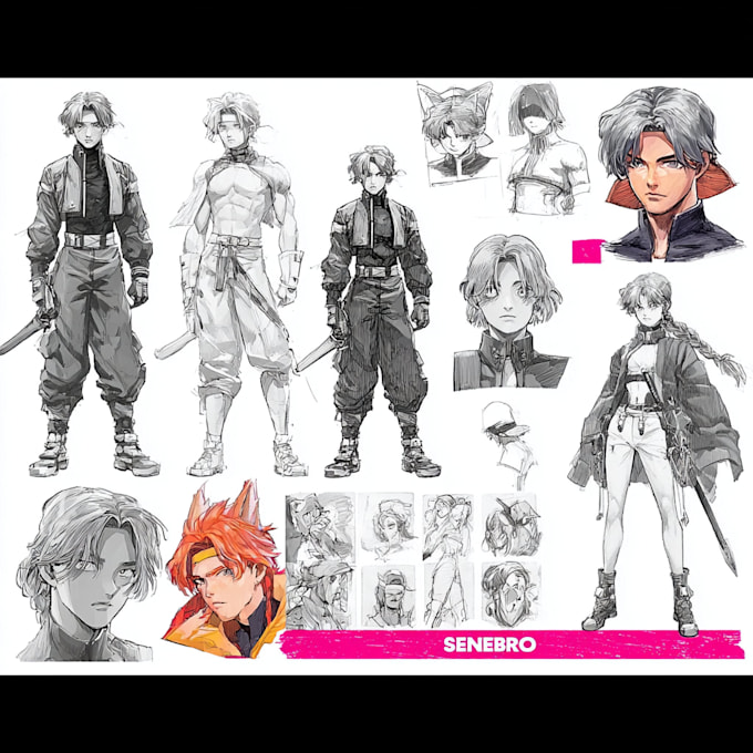 design a professional anime character sheet reference