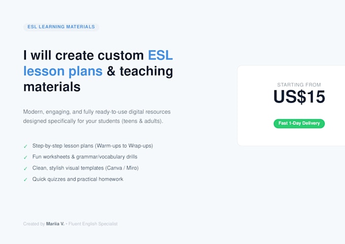 create custom esl lesson plans and learning materials