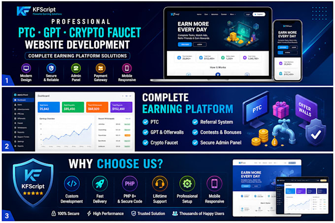 build a professional PTC gpt and crypto faucet website