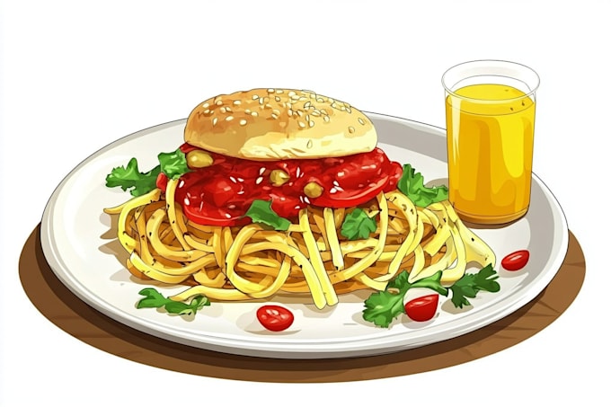 do custom digital food illustrations for menus and branding