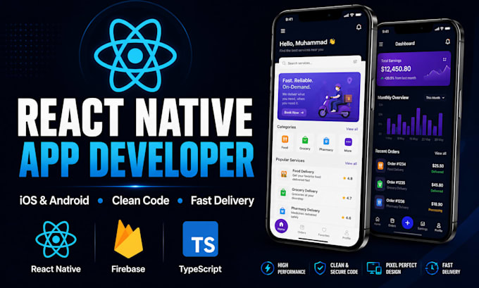 develop a react native mobile app for ios and android