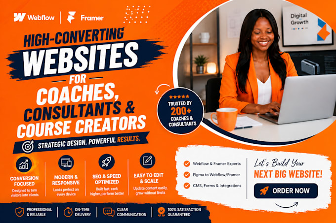 design webflow or framer website for coaches and consultants