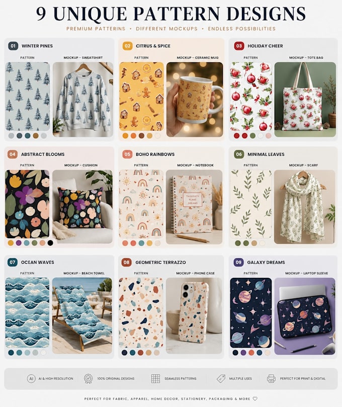 design hand drawn vector seamless patterns for fabric and textile