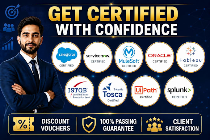 help you pass salesforce, servicenow, oracle, tableau, istqb, uipath, mulesoft