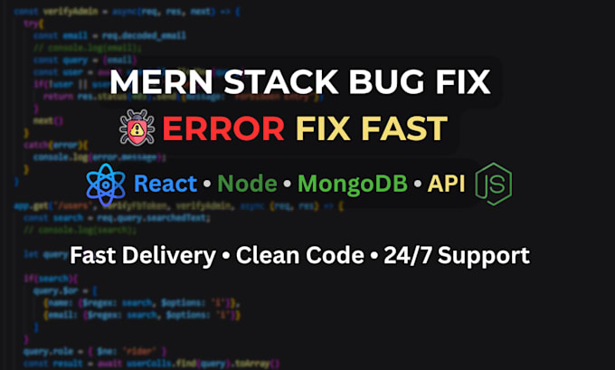 fix API, react, node js, and mongodb errors