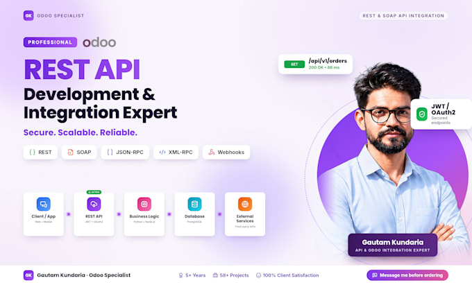 build rest api and soap api integration for odoo erp
