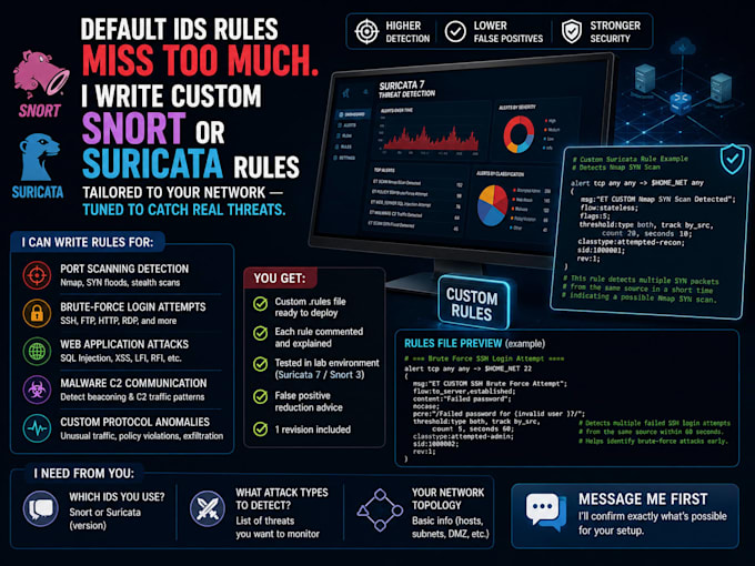 write custom snort or suricata ids rules for your network