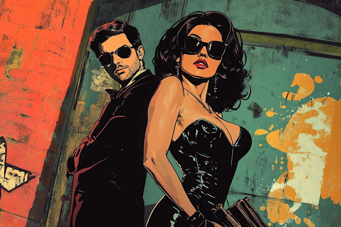 draw old retro distressed comic illustration