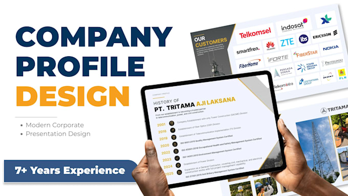 design a professional company profile and business presentation