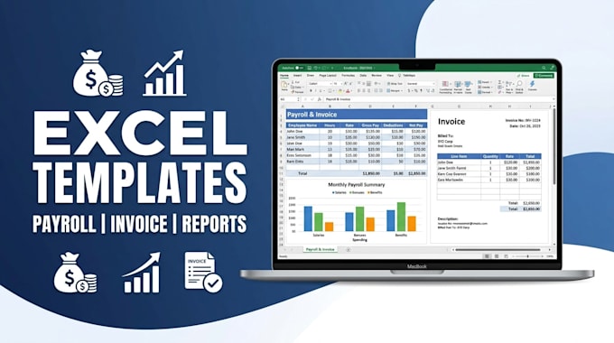 create professional excel templates for payroll and invoicing