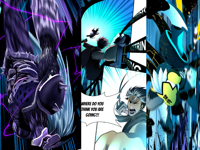 draw commercial platform level action webtoon illustrations