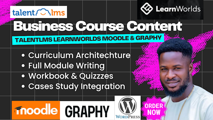 create business course content lessaon plan talentlms learnworlds moodle graphy