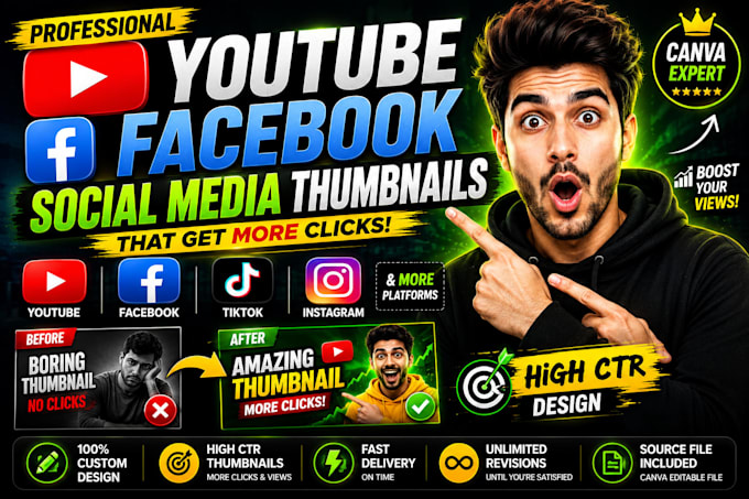 design eye catching youtube and facebook video thumbnails
