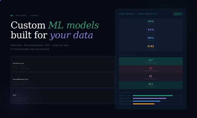 build a machine learning model in python for prediction, recommendation, or nlp