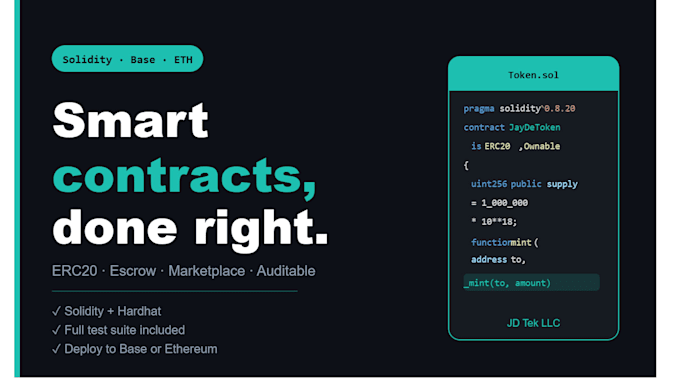 develop solidity smart contracts and erc20 tokens on base or ethereum