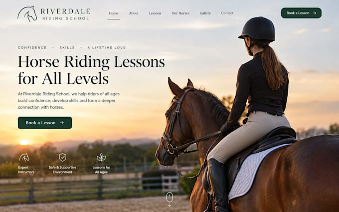 design redesign squarespace equestrian website horse riding school website