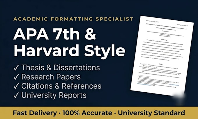 format thesis or reports in apa 7th edition or harvard style