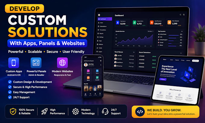 develop custom streaming solutions with apps, panels and  reseller websites