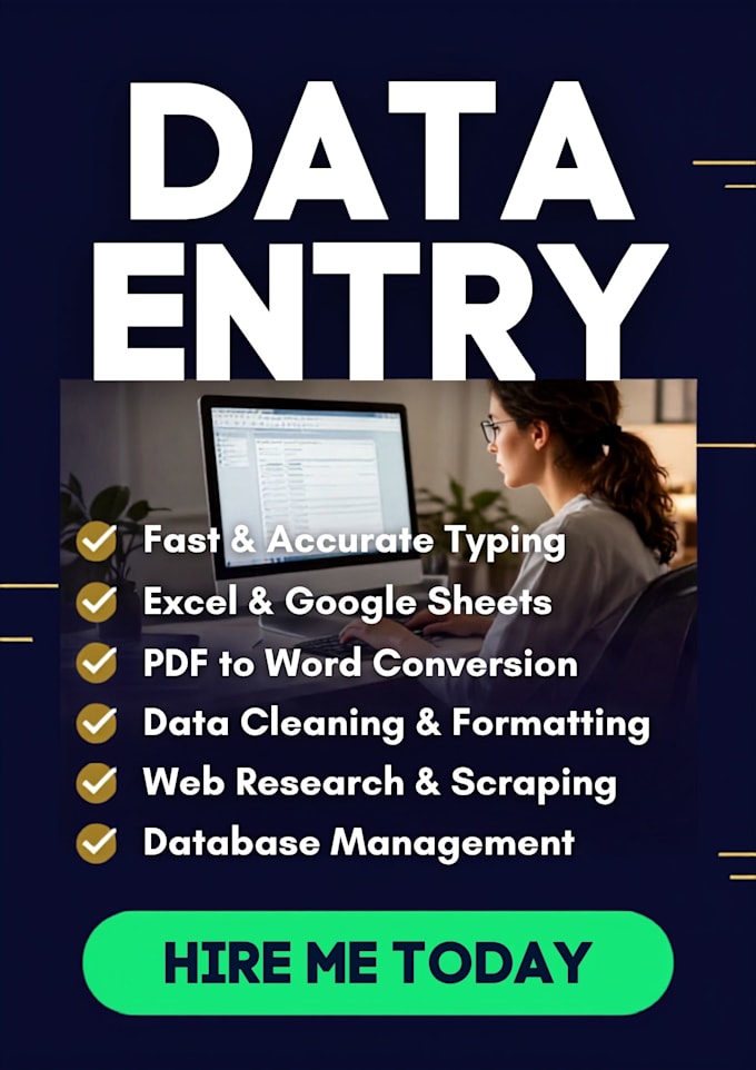 do accurate data entry, web research, copy paste, and excel work